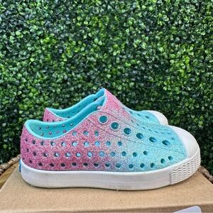 Native Shoes Kids‎ Jefferson Bling Sneakers - Pink and Teal new in box
